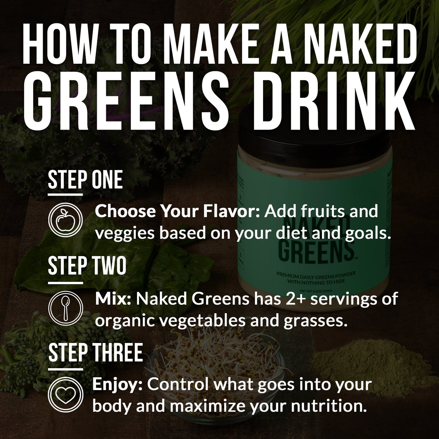 Organic Greens, Prebiotic and Probiotic Powder for Straightforward Daily Mixing