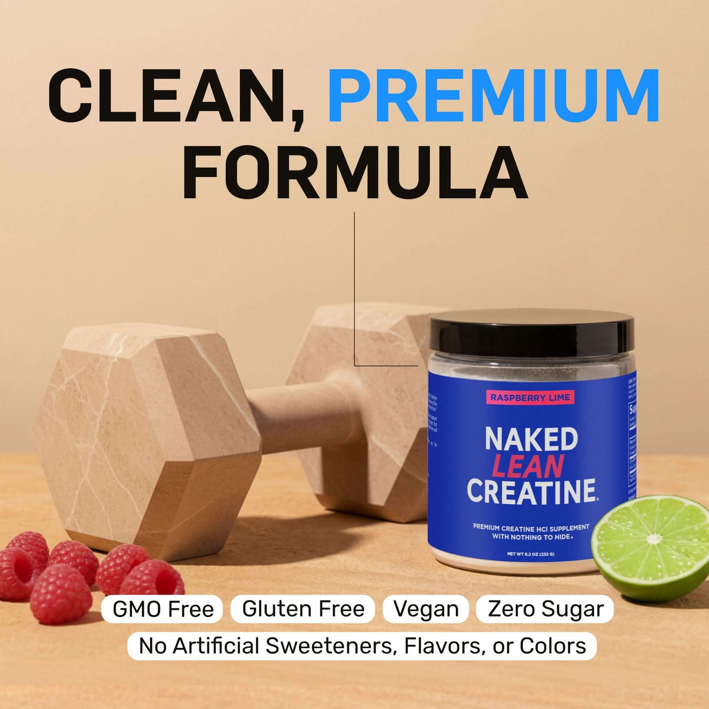 Raspberry Lime Creatine HCl Powder - Raspberry Lime for Simple Pre - or Post - Workout Routines