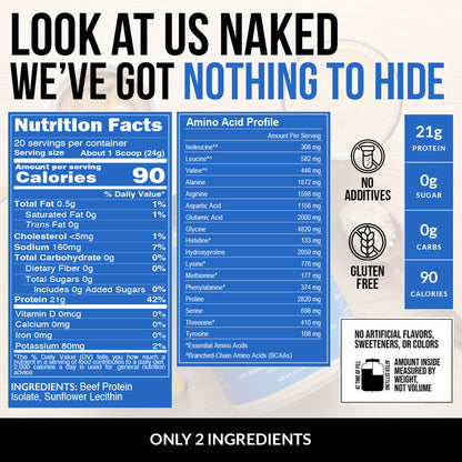 Beef Protein Powder - Unflavored for Convenient Daily Protein Mixing
