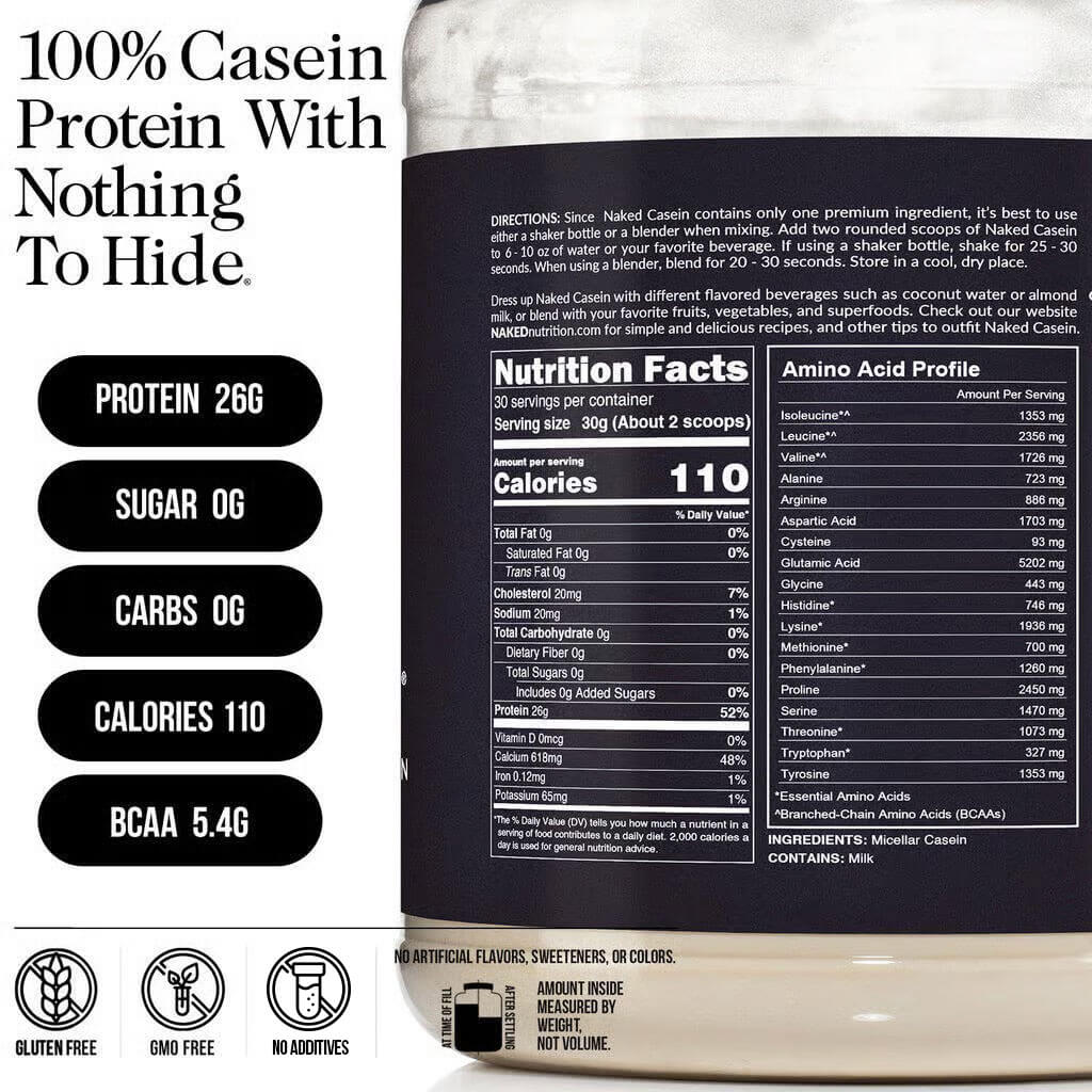 Micellar Casein Protein Powder - Unflavored - Standard Size for Convenient Daily Protein Mixing