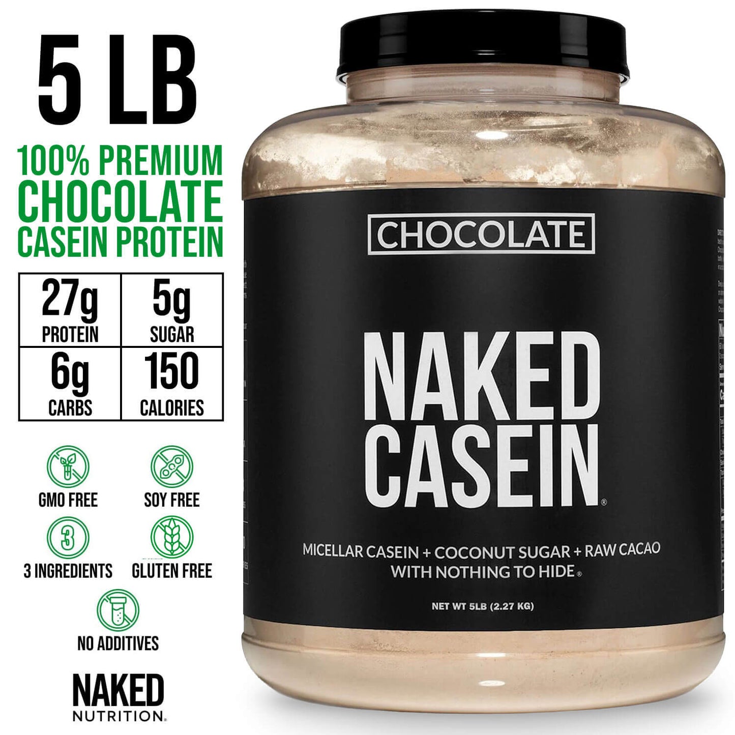 Chocolate Casein Protein Powder - 5LB - Chocolate for Convenient Daily Protein Mixing