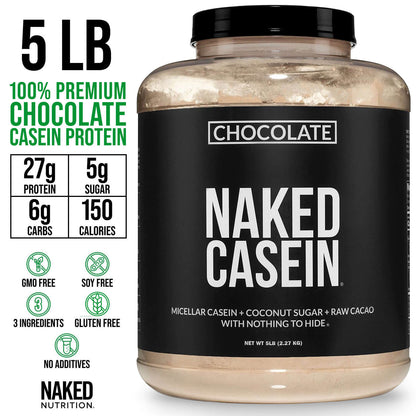 Chocolate Casein Protein Powder - 5LB - Chocolate for Convenient Daily Protein Mixing