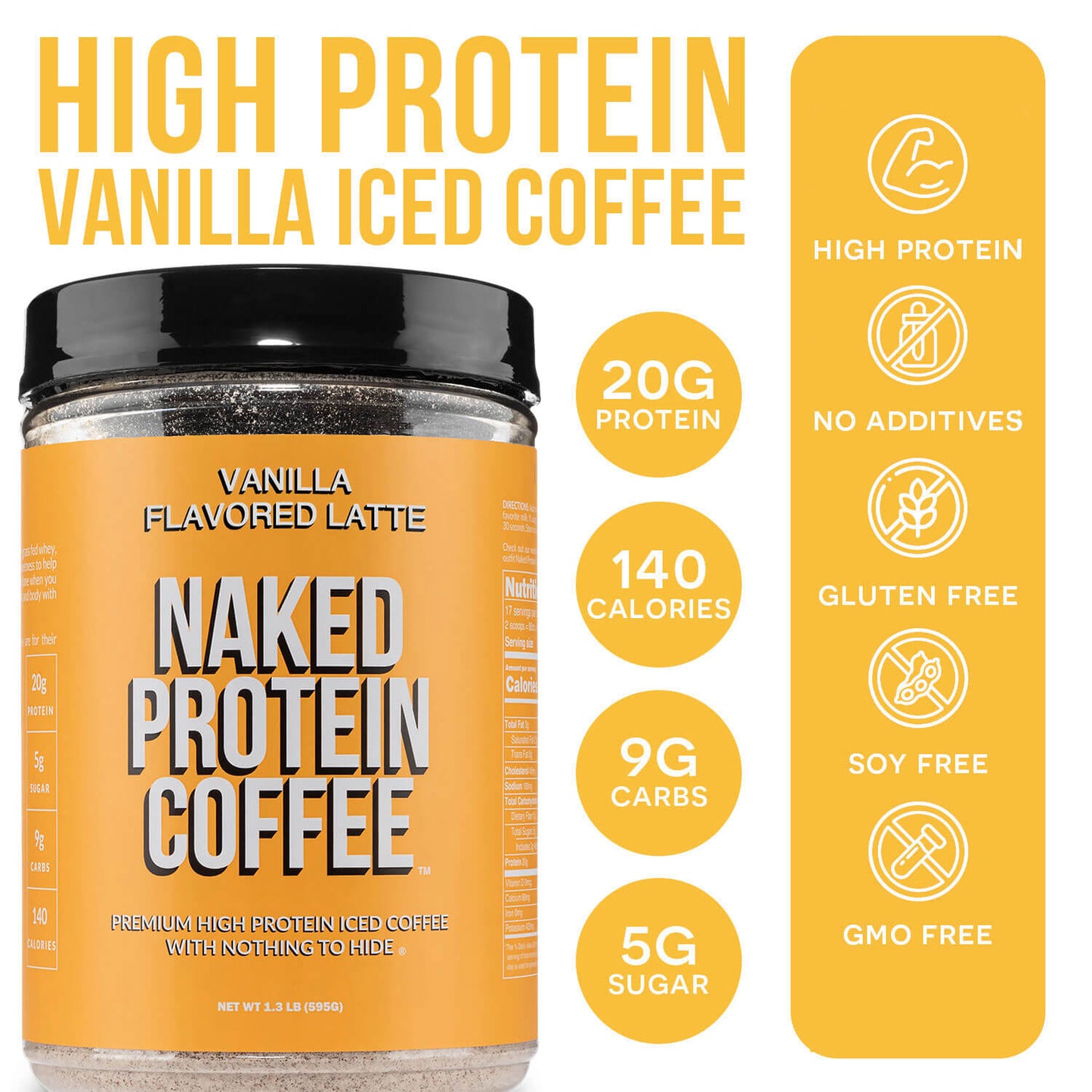 Vanilla Latte Protein Iced Coffee - Vanilla Latte for Smooth Iced Coffee Protein Routines