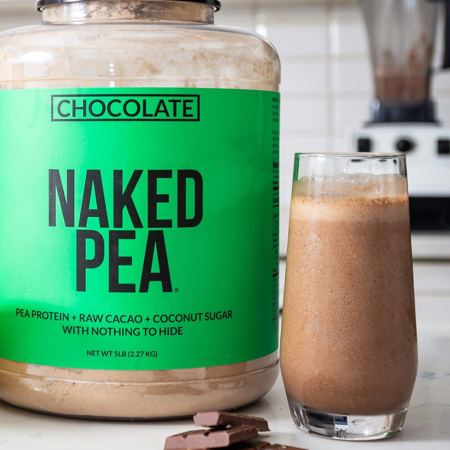 Chocolate Pea Protein Powder - Chocolate - Standard Size for Convenient Daily Protein Mixing
