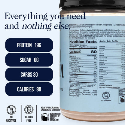 Chocolate Collagen Peptides Powder - Chocolate Collagen Peptides for Smooth Drinks, Coffee and Recipes
