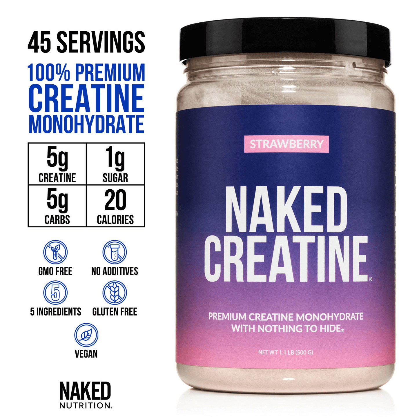 Strawberry Creatine Monohydrate Powder - Strawberry for Simple Pre - or Post - Workout Routines