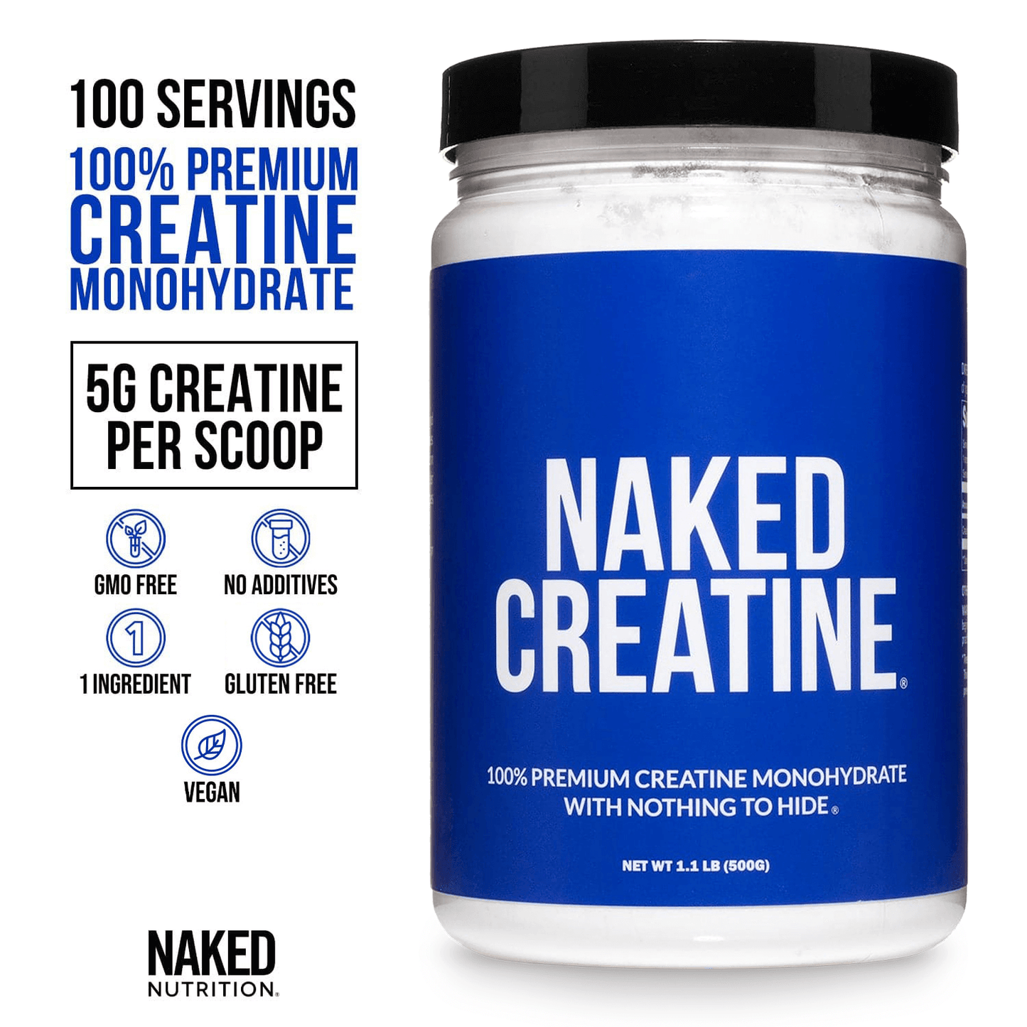 Creatine Monohydrate Powder - Unflavored - Standard Size for Simple Pre - or Post - Workout Routines
