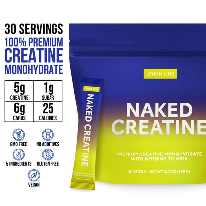 Lemon Lime Creatine Travel Packs - Lemon Lime Sticks for Simple Pre - or Post - Workout Routines