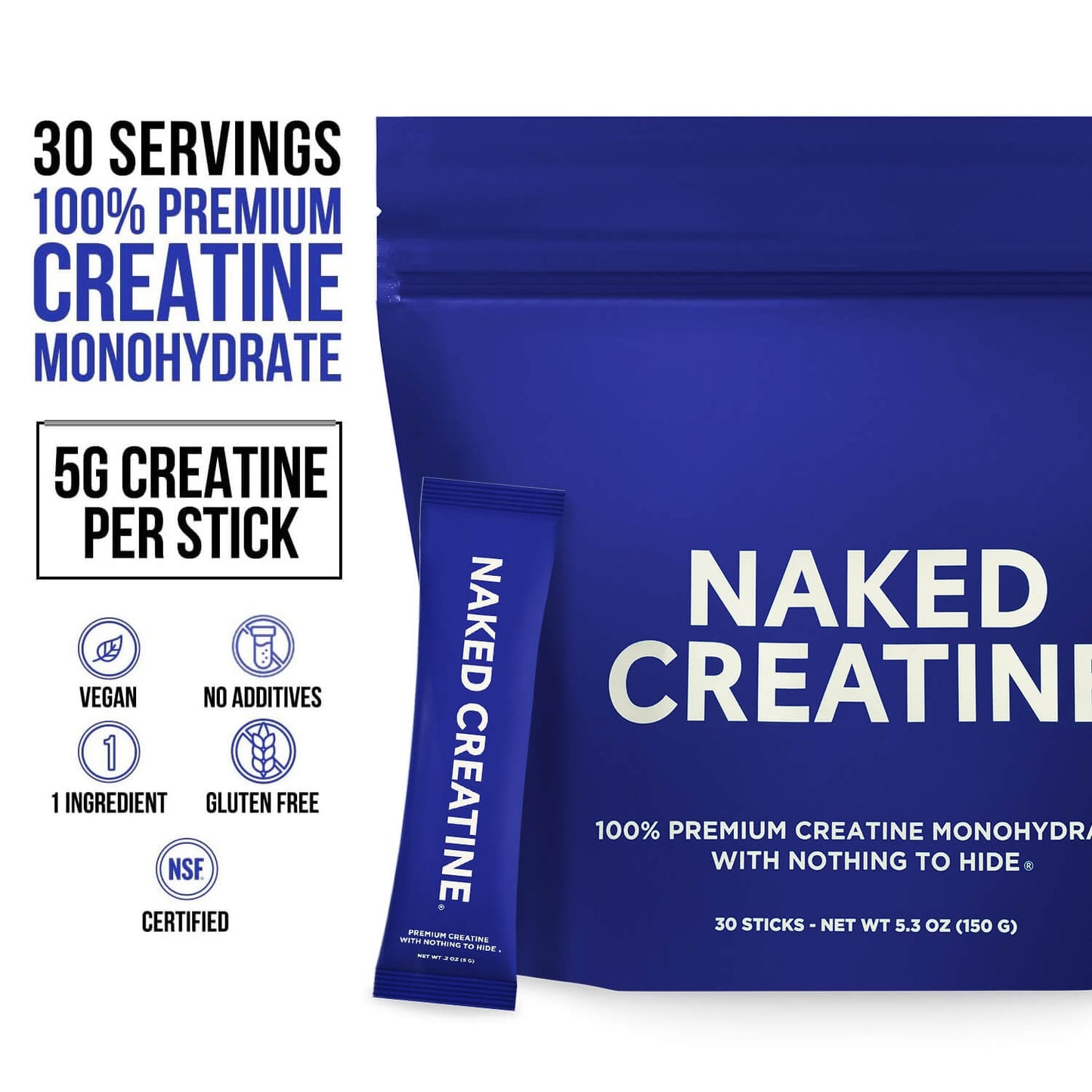 Creatine Travel Packets - Unflavored Sticks for Simple Pre - or Post - Workout Routines
