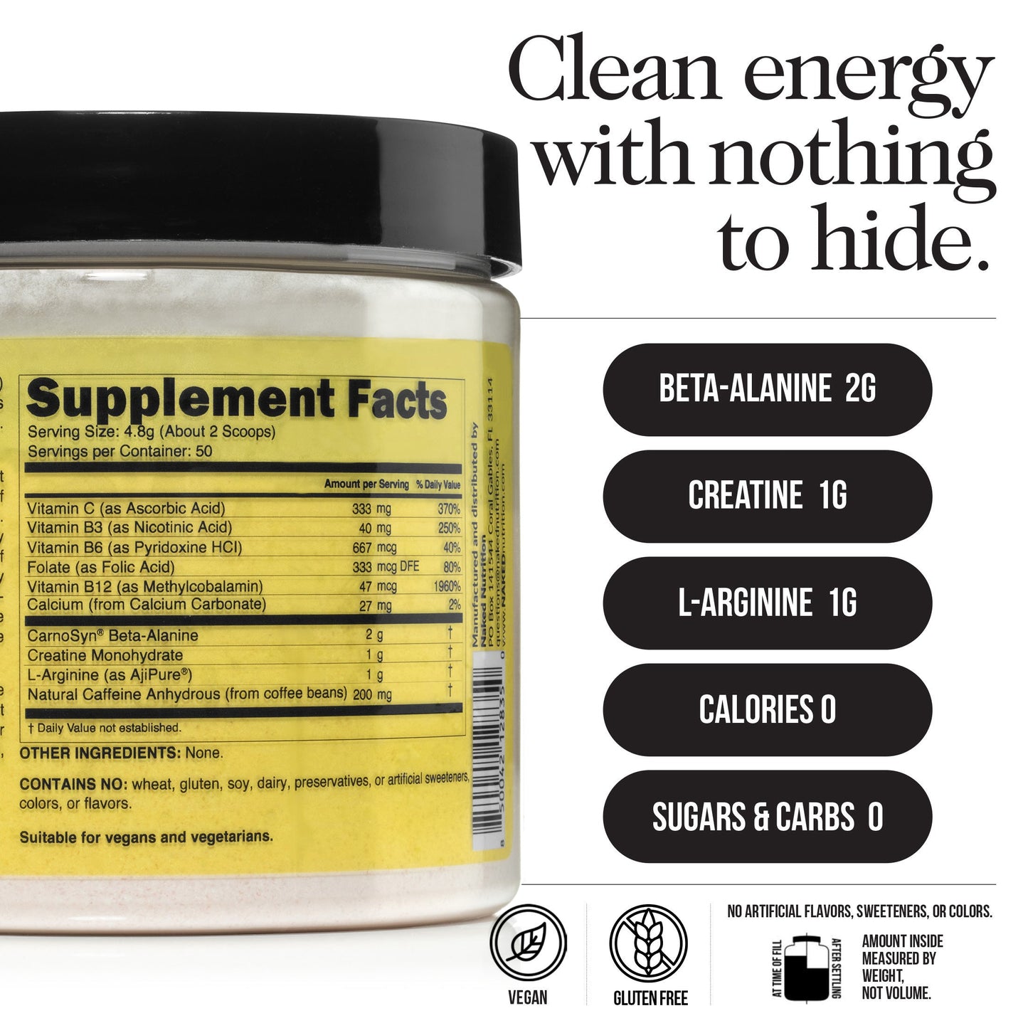 Pre Workout Supplement - Unflavored for Simple Pre - or Post - Workout Routines