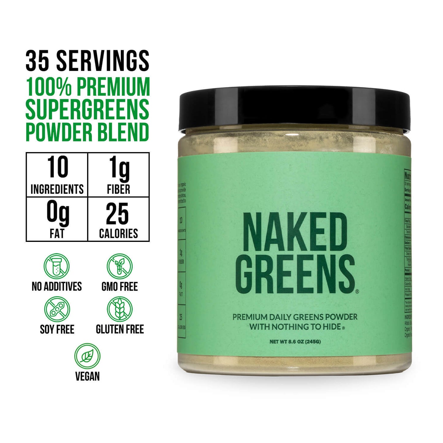 Organic Greens, Prebiotic and Probiotic Powder for Straightforward Daily Mixing