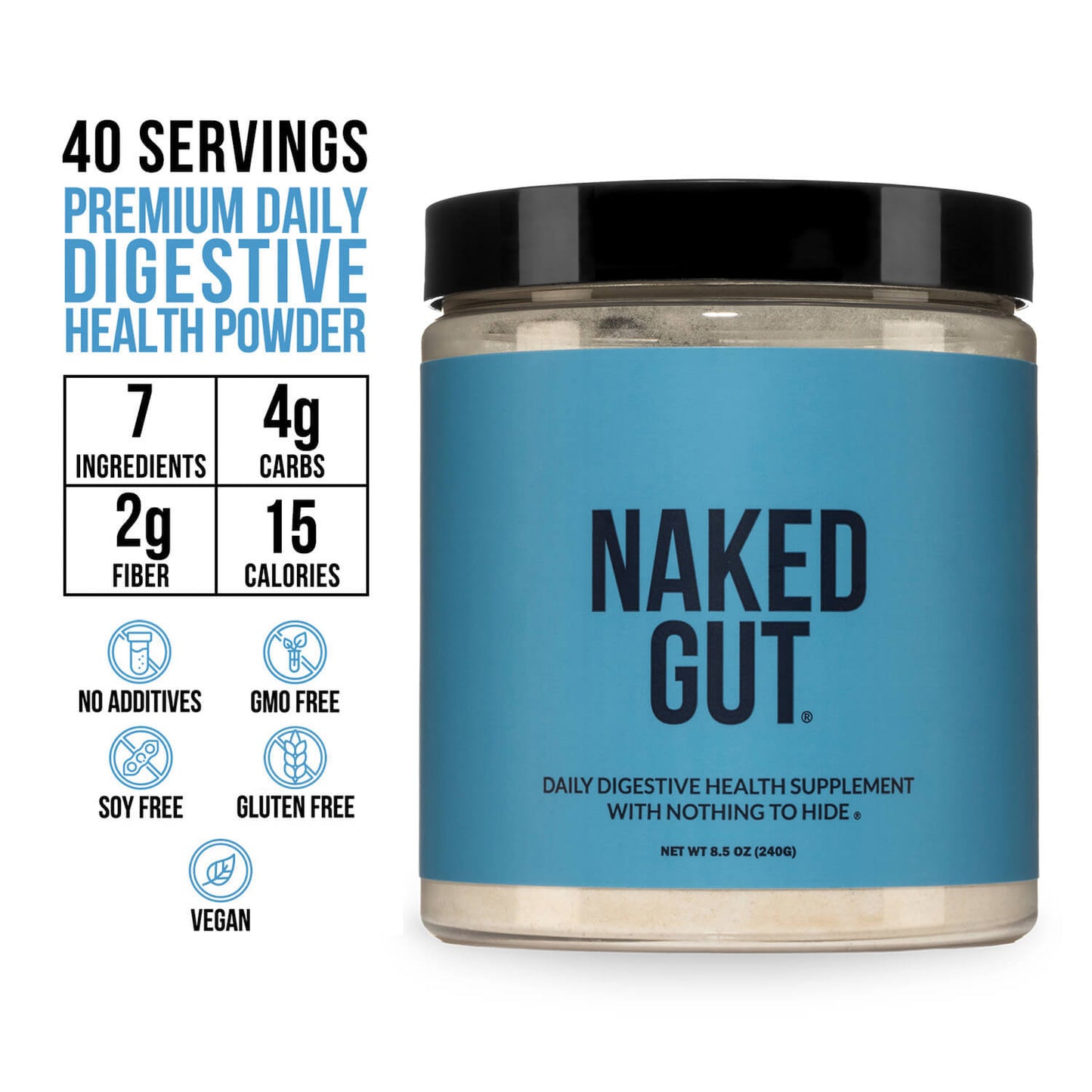 Prebiotic, Probiotic and Fiber Supplement for Straightforward Daily Mixing