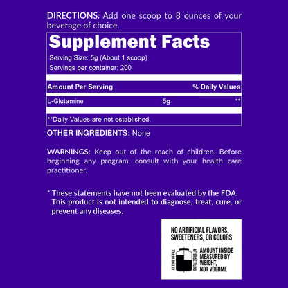 Glutamine Powder - 2.2LB for Simple Pre - or Post - Workout Routines