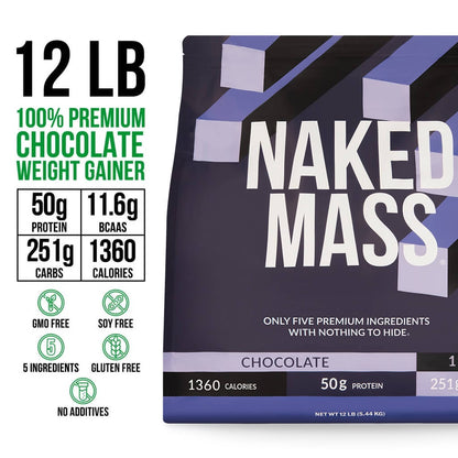 Chocolate Mass Gainer Protein Supplement - Chocolate 12LB Made for Smooth, Calorie - Rich Shakes