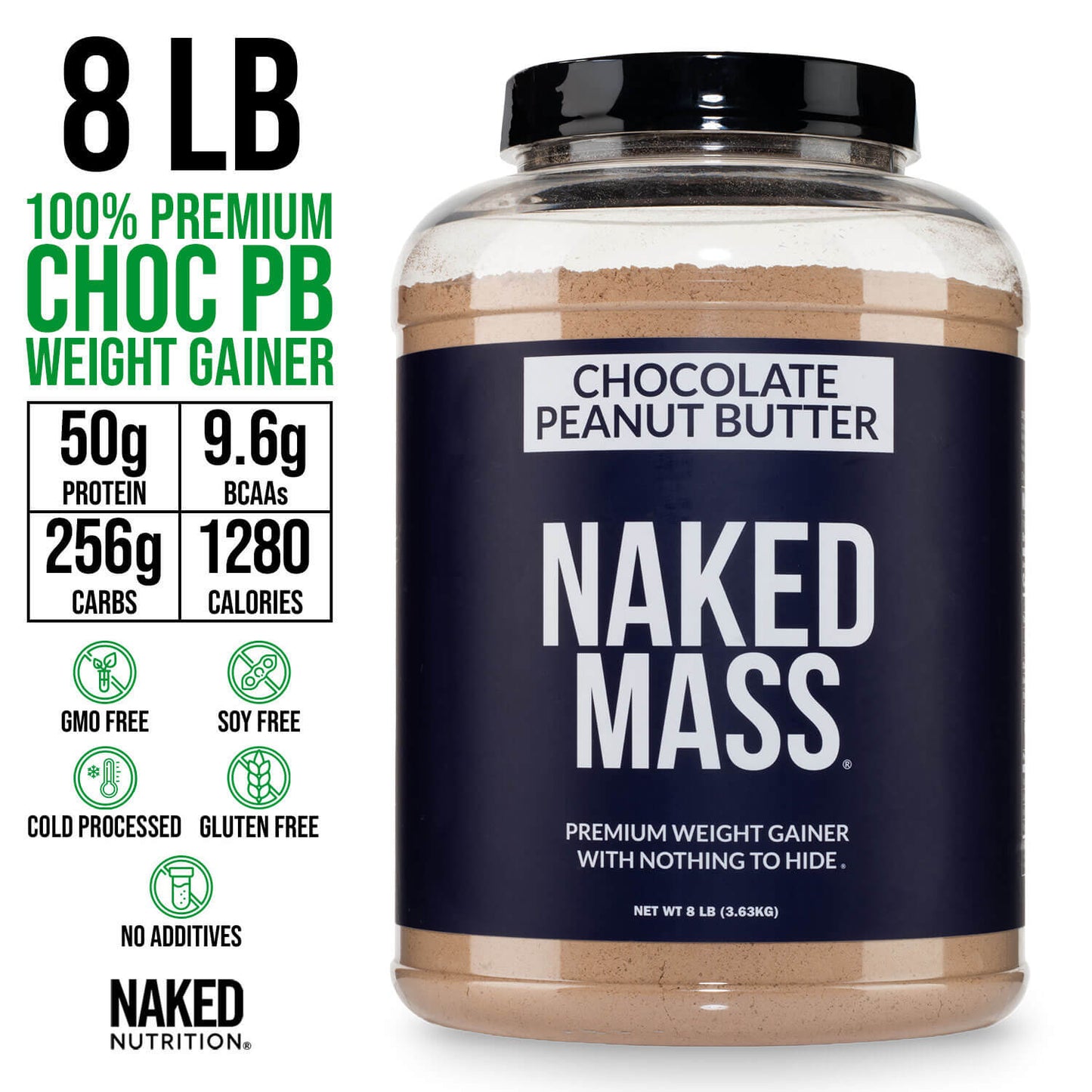 Chocolate Peanut Butter Mass Gainer Protein Supplement - Chocolate PB Made for Smooth, Calorie - Rich Shakes