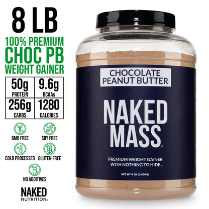 Chocolate Peanut Butter Mass Gainer Protein Supplement - Chocolate PB Made for Smooth, Calorie - Rich Shakes