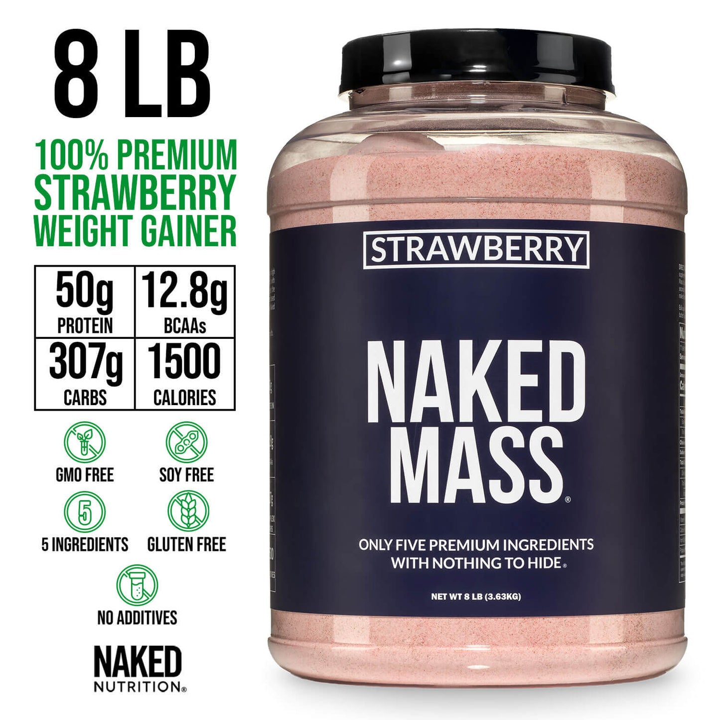 Strawberry Mass Gainer Protein Supplement - Strawberry Made for Smooth, Calorie - Rich Shakes