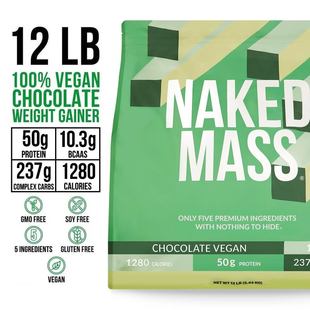 Chocolate Vegan Mass Gainer Supplement - Chocolate (Vegan) 12LB Made for Smooth, Calorie - Rich Shakes