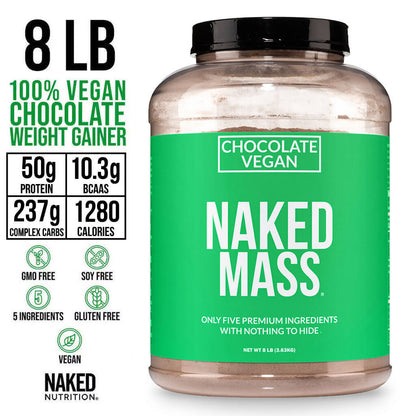 Chocolate Vegan Mass Gainer Supplement - Chocolate (Vegan) Made for Smooth, Calorie - Rich Shakes