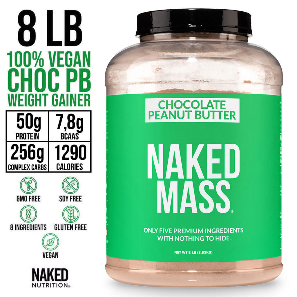 Chocolate Peanut Butter Vegan Mass Gainer Supplement - Chocolate PB (Vegan) Made for Smooth, Calorie - Rich Shakes