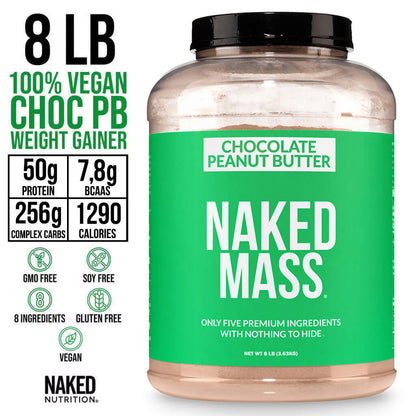 Chocolate Peanut Butter Vegan Mass Gainer Supplement - Chocolate PB (Vegan) Made for Smooth, Calorie - Rich Shakes