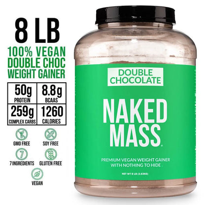 Double Chocolate Vegan Mass Gainer Supplement - Double Chocolate (Vegan) Made for Smooth, Calorie - Rich Shakes