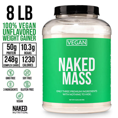 Vegan Mass Gainer Supplement - Unflavored (Vegan) Made for Smooth, Calorie - Rich Shakes