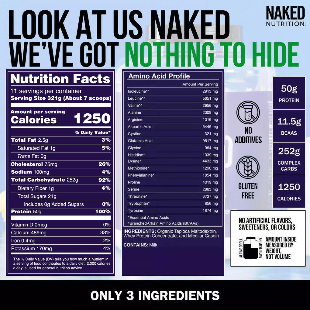 Mass Gainer Protein Supplement - Unflavored Made for Smooth, Calorie - Rich Shakes