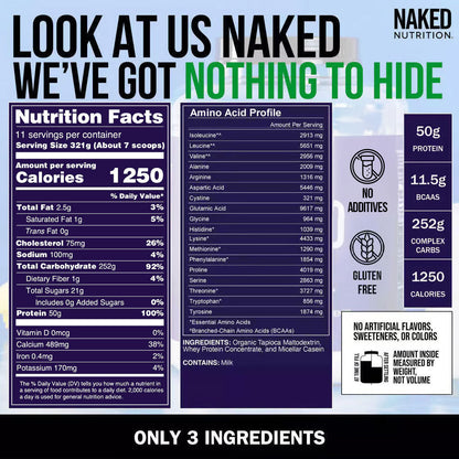 Mass Gainer Protein Supplement - Unflavored Made for Smooth, Calorie - Rich Shakes