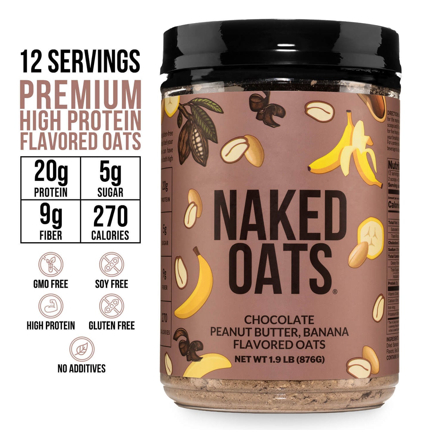 Chocolate Peanut Butter Banana Protein Oats - Chocolate PB Banana Made for Quick and Flavorful Breakfasts