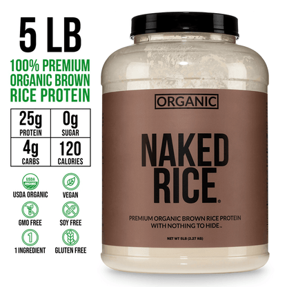 Organic Brown Rice Protein Powder - 5LB Unflavored for Convenient Daily Protein Mixing