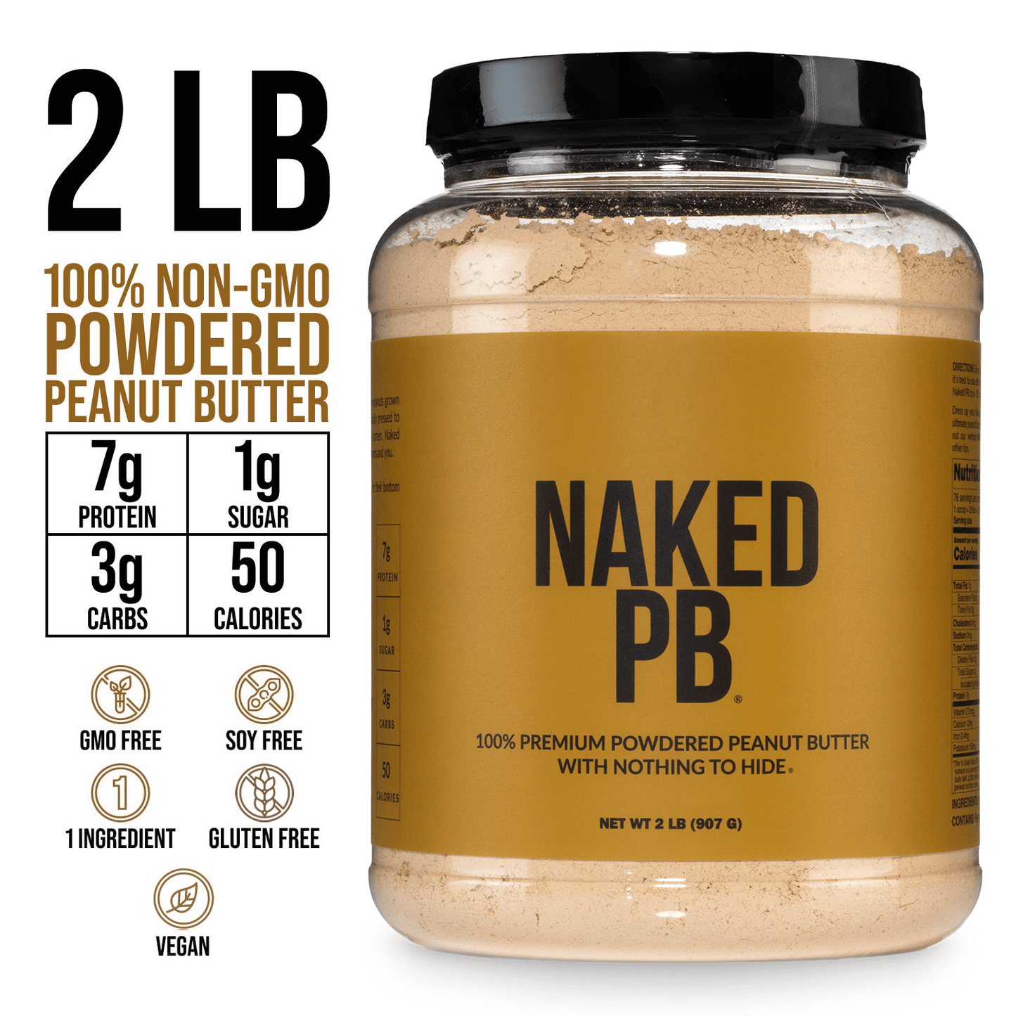 Powdered Peanut Butter - PB - 2 LB for Convenient Daily Protein Mixing