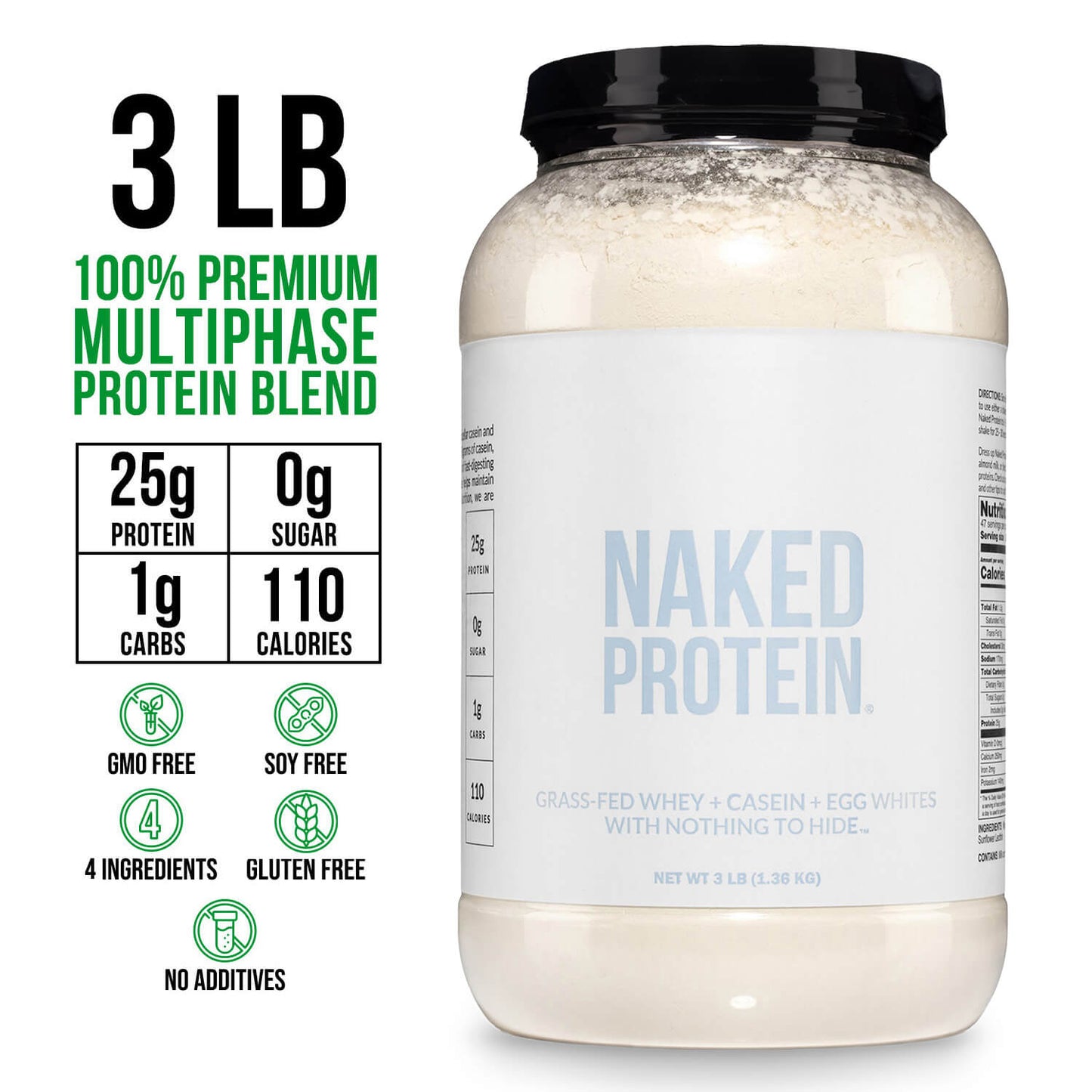 Protein Powder Blend - 3LB Egg Whey and Casein Protein Blend - 3LB for Convenient Daily Protein Mixing