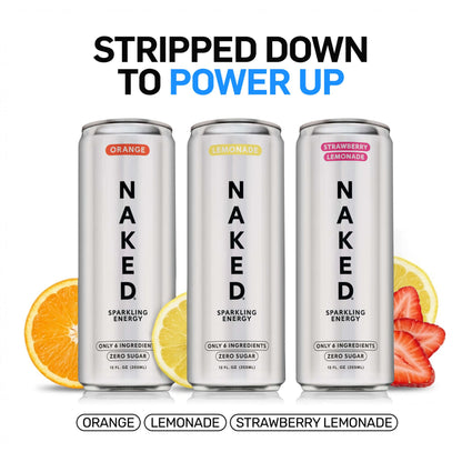 Strawberry Lemonade Naked Sparkling Energy - Strawberry Lemonade for Smooth Shakes at Home or On the Go