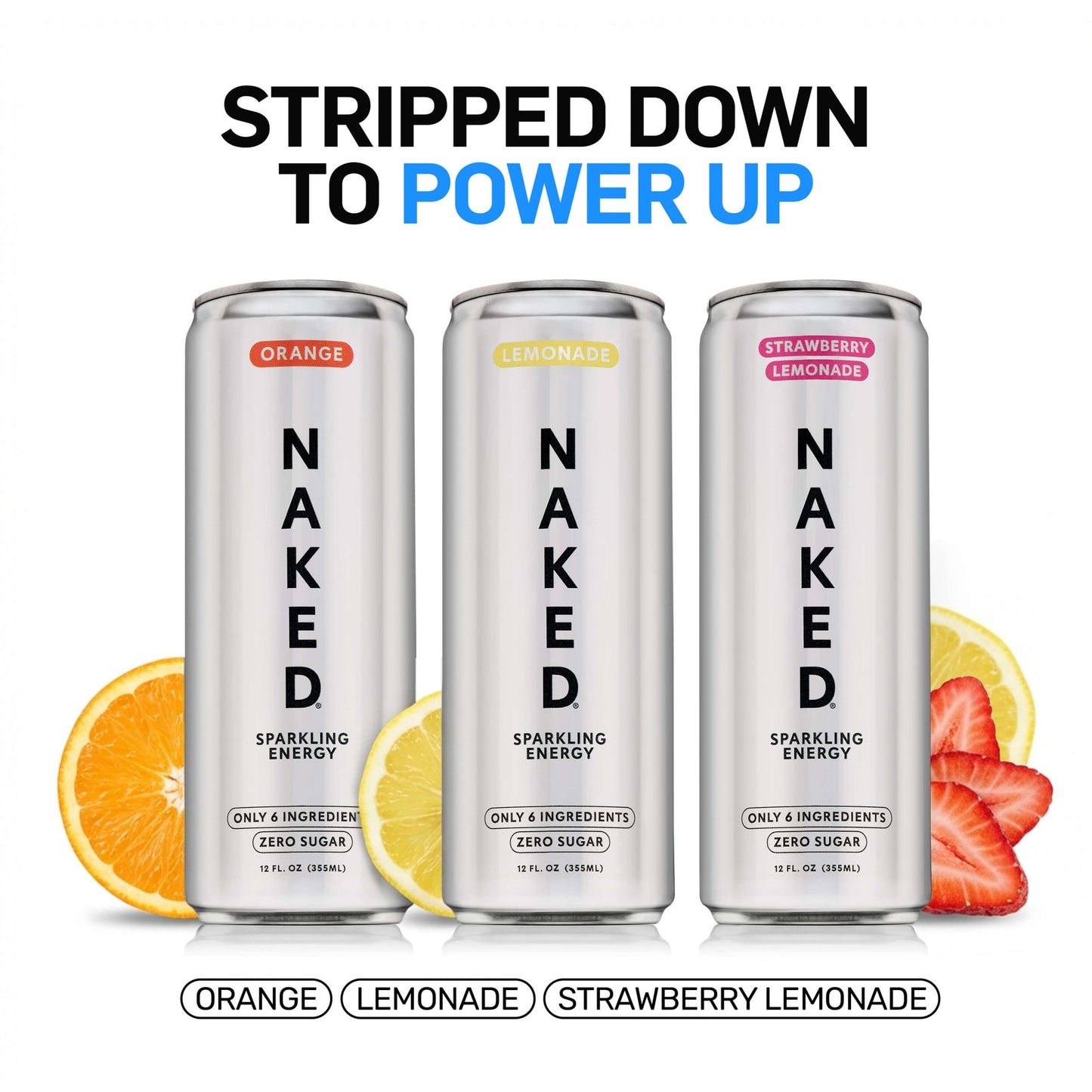 Orange Naked Sparkling Energy - Orange for Smooth Shakes at Home or On the Go