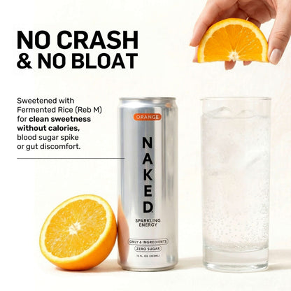 Orange Naked Sparkling Energy - Orange for Smooth Shakes at Home or On the Go