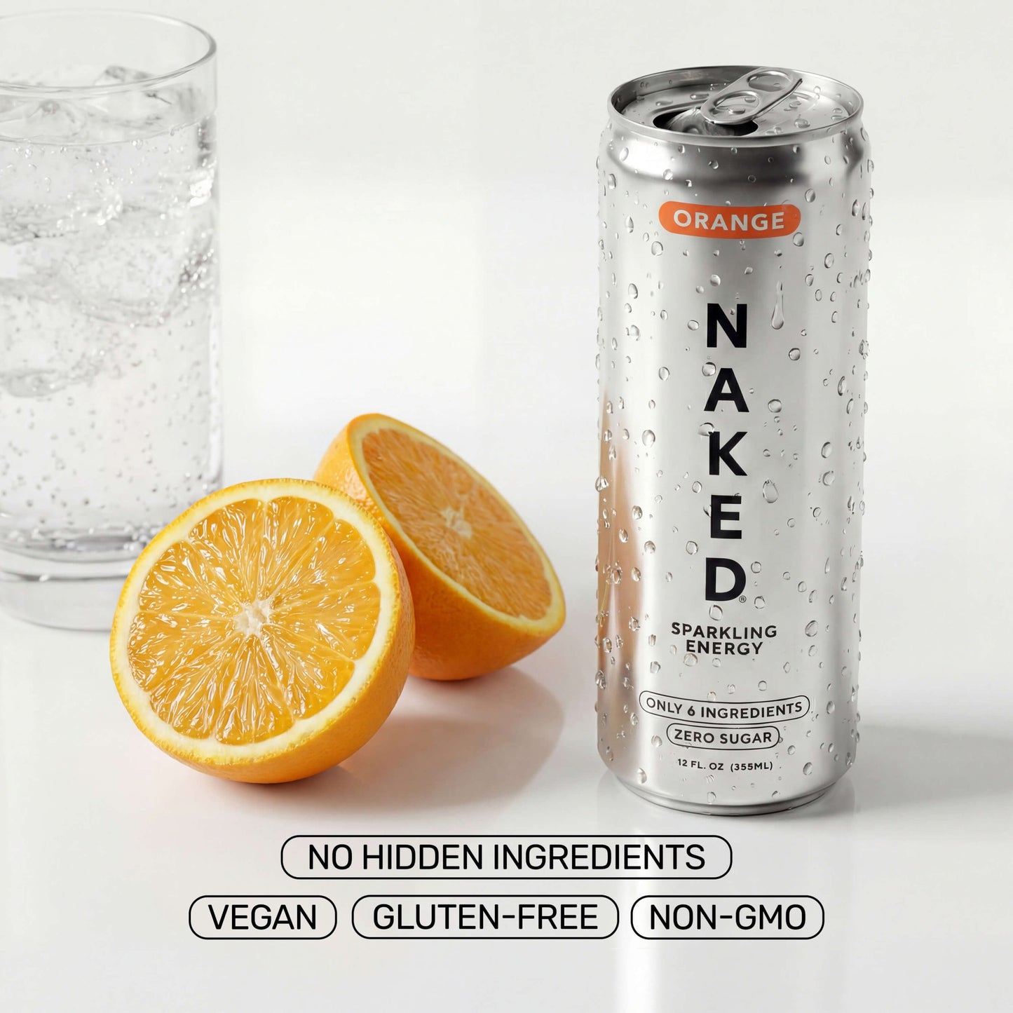 Orange Naked Sparkling Energy - Orange for Smooth Shakes at Home or On the Go