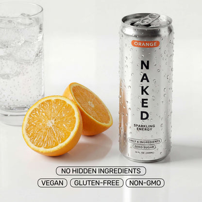 Orange Naked Sparkling Energy - Orange for Smooth Shakes at Home or On the Go