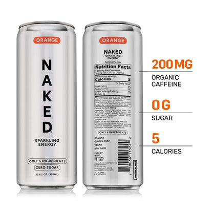 Orange Naked Sparkling Energy - Orange for Smooth Shakes at Home or On the Go