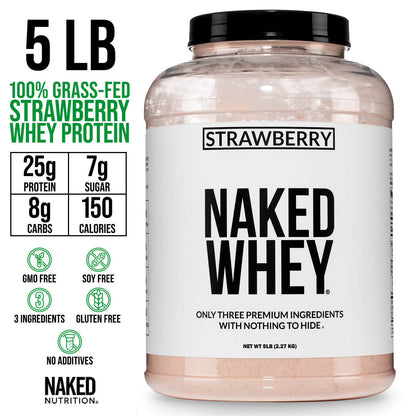 Strawberry Whey Protein Powder - Strawberry - Value Size for Convenient Daily Protein Mixing