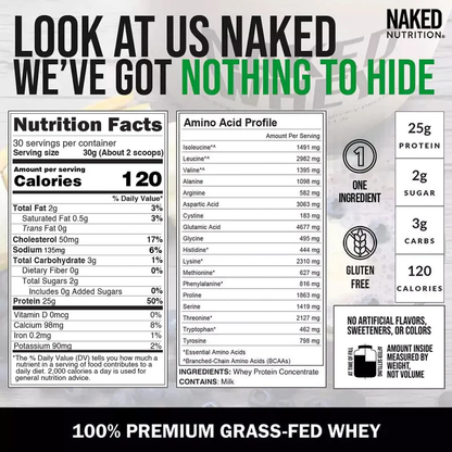 Grass Fed Whey Protein Powder - Unflavored - Standard Size for Convenient Daily Protein Mixing