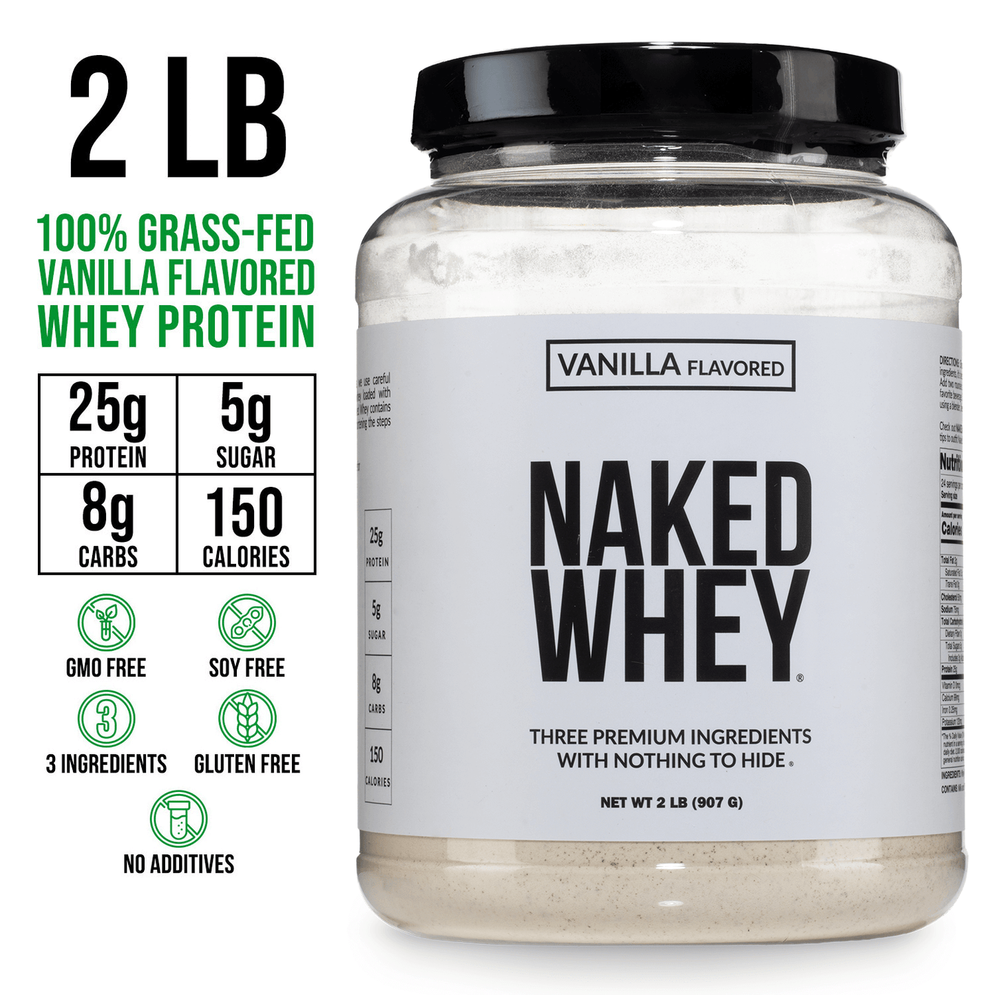 Vanilla Whey Protein Powder - Vanilla - Standard Size for Convenient Daily Protein Mixing