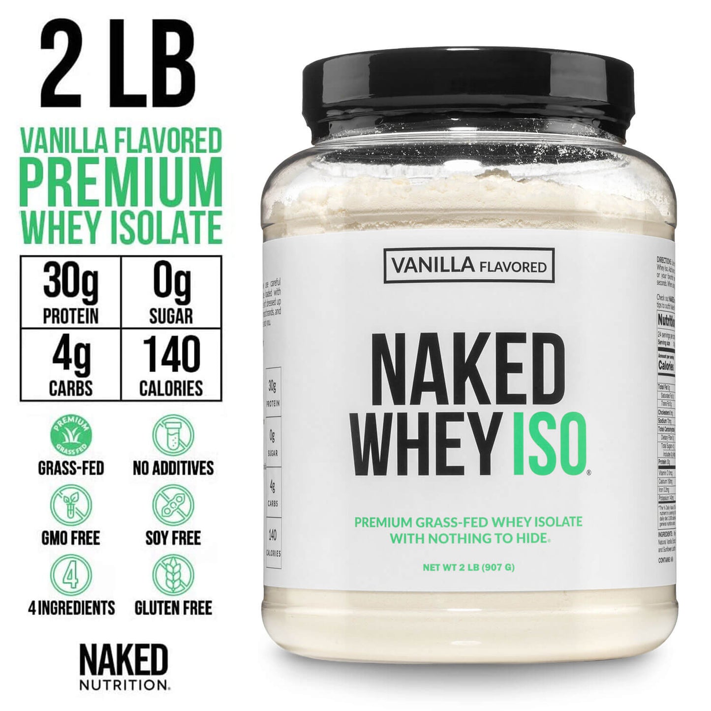 Vanilla Grass - Fed Whey Isolate Protein Powder - Vanilla for Convenient Daily Protein Mixing
