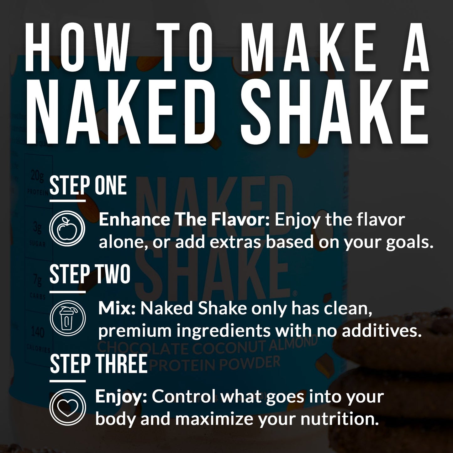 Chocolate Coconut Almond Protein Shake - Chocolate Coconut Almond for Smooth Shakes at Home or On the Go