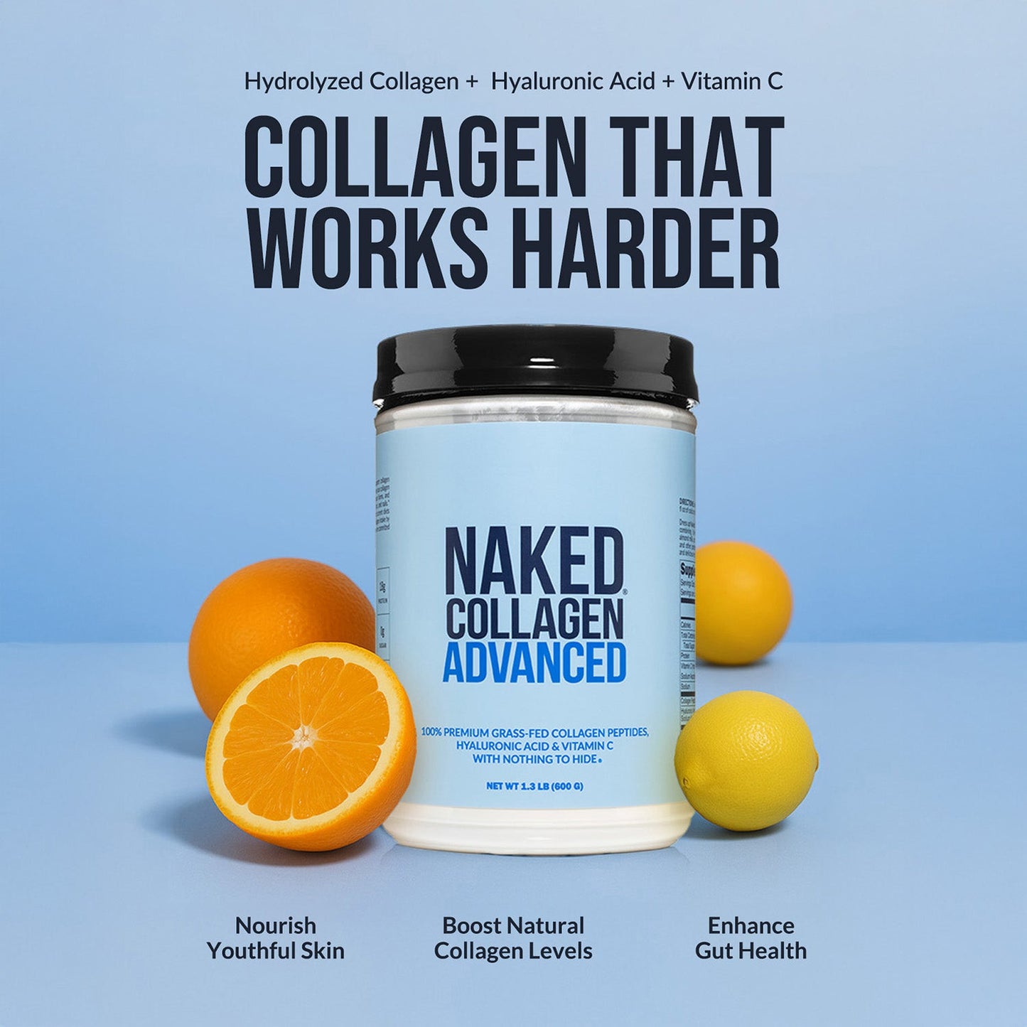 Collagen Peptides with Hyaluronic Acid - Advanced Collagen Peptides for Smooth Drinks, Coffee and Recipes