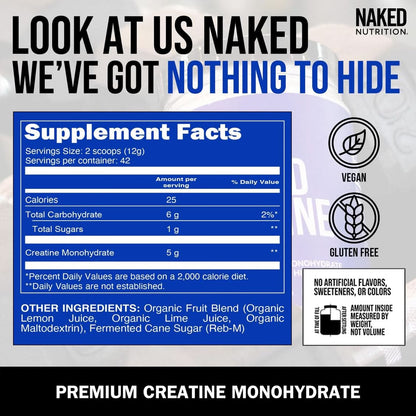 Lemon Lime Creatine Monohydrate Powder - Lemon Lime for Simple Pre - or Post - Workout Routines