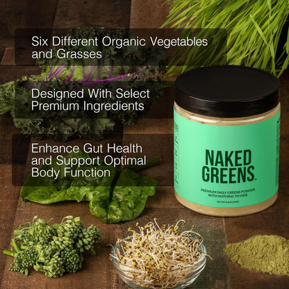 Organic Greens, Prebiotic and Probiotic Powder for Straightforward Daily Mixing
