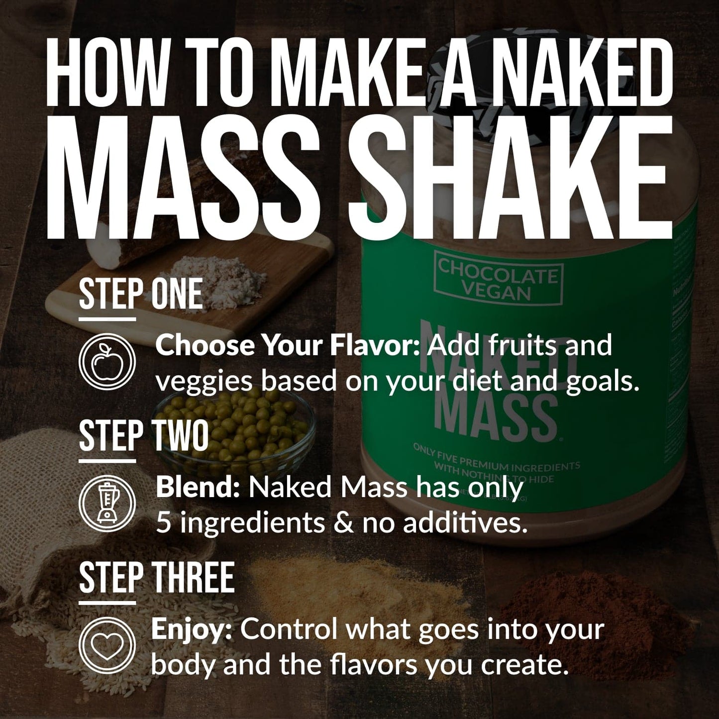 Chocolate Vegan Mass Gainer Supplement - Chocolate (Vegan) Made for Smooth, Calorie - Rich Shakes