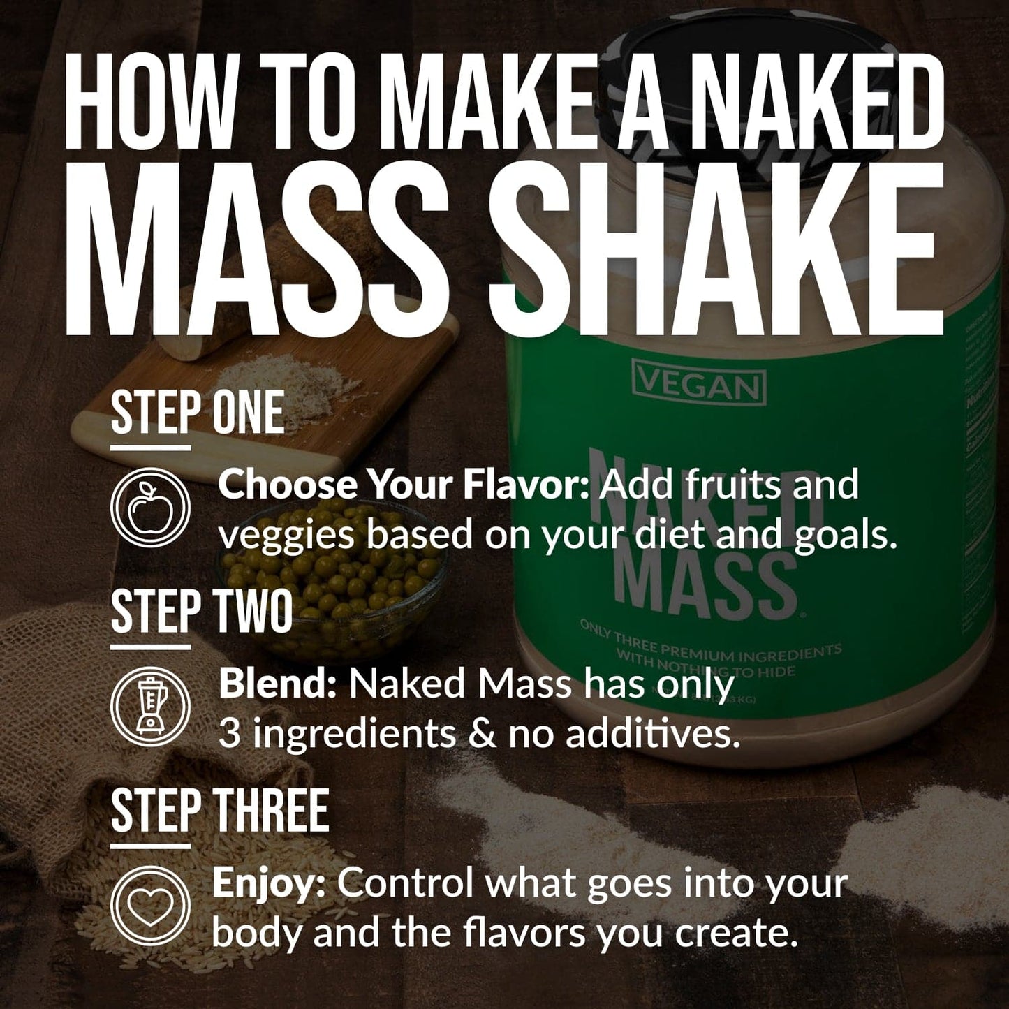 Vegan Mass Gainer Supplement - Unflavored (Vegan) Made for Smooth, Calorie - Rich Shakes