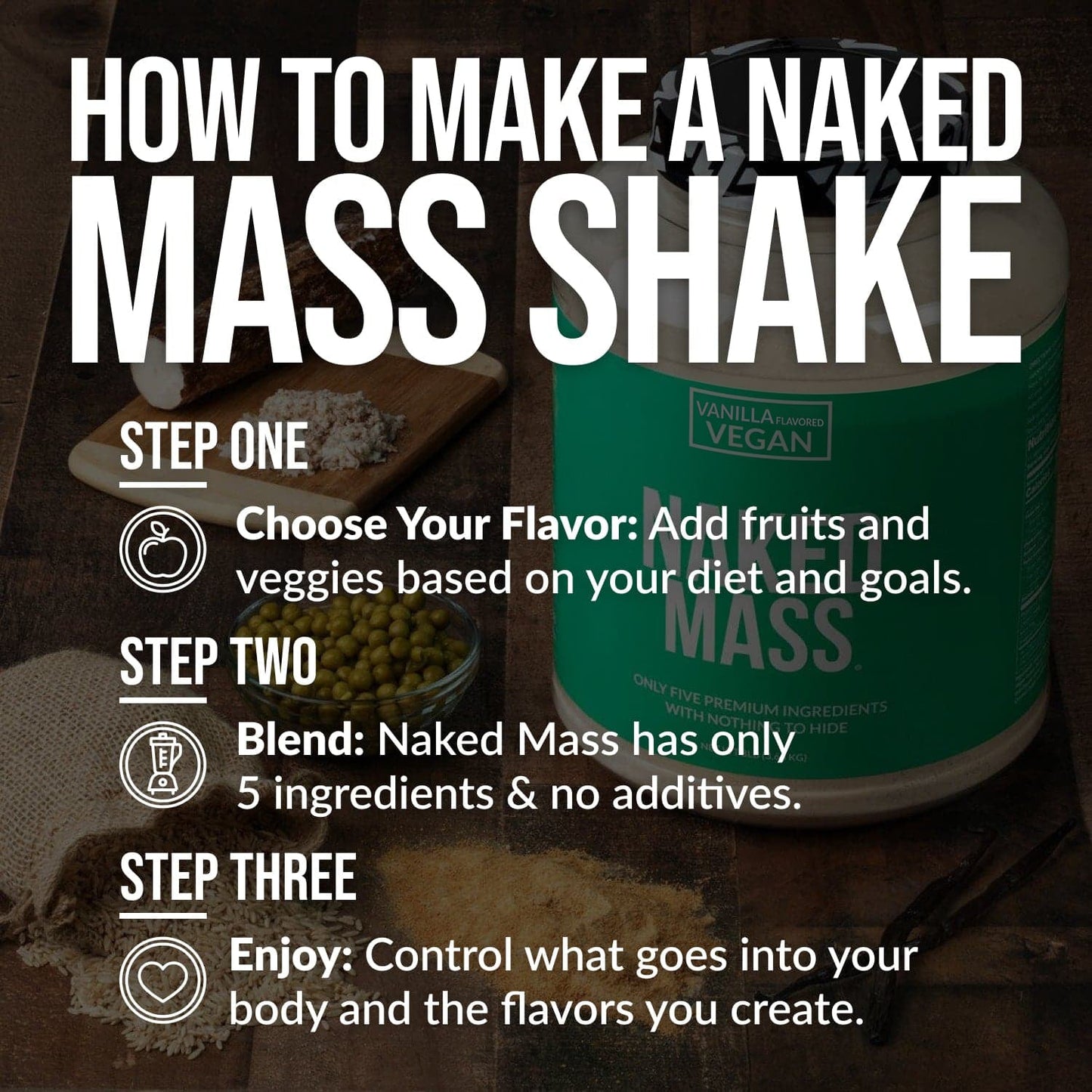 Vanilla Vegan Mass Gainer Supplement - Vanilla (Vegan) Made for Smooth, Calorie - Rich Shakes